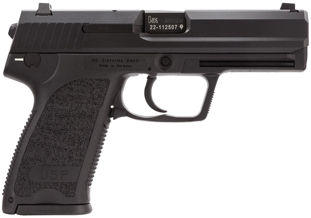Picture of Heckler & Koch 81000318 Usp V7 Lem 40 S&W Caliber With 4.25" Barrel, 13+1 Capacity, Overall Black Finish, Serrated Trigger Guard Frame, Serrated Steel Slide &  Polymer Grip Includes 2 Mags M704007A5 642230247338