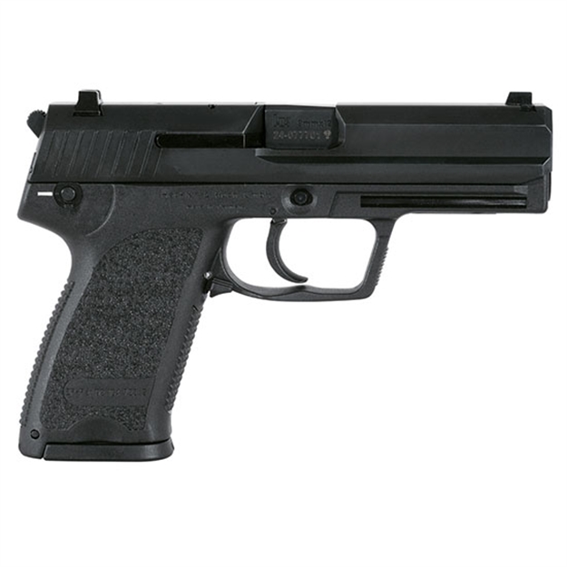 Picture of  Heckler & Koch 81000309 Usp V1 Sa/Da 9Mm Luger Caliber With 4.25" Barrel, 10+1 Capacity, Overall Black Finish, Serrated Trigger Guard Frame, Serrated Steel Slide & Polymer Grip Includes 2 Mags