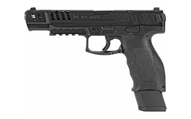 Picture of  Heckler & Koch 81000553 Vp9 Match 9Mm Luger 20+1 5.51" Polygonal Rifled Barrel, Black Optic Ready/Serrated W/Ports Slide & Frame W/Picatinny Rail, Black Finger Grooved Polymer Grips, Ambidextrous