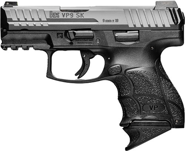 Picture of HK Vp9sk Push Button 9Mm 3.39" 3.39" NS 1-13/2-10Rd Blk
