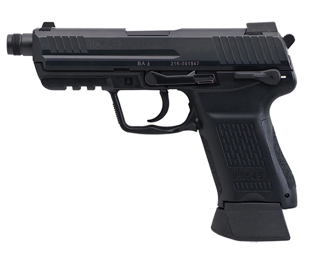 Picture of Heckler & Koch 81000024 Heckler & Koch45 Tactical V7 Lem Compact Frame 45 Acp 10+1 4.57" Black Steel Threaded Barrel, Serrated Steel Slide, Polymer Frame W/Picatinny Rail, Black Interchangeable Backstrap Grip, Ambidextrous 745037TA5 642230249073