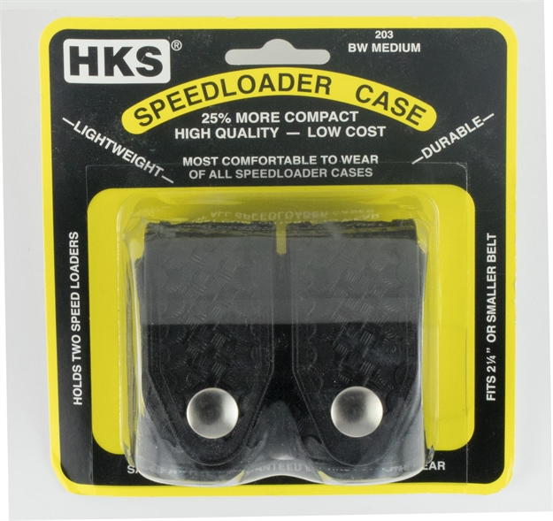 Picture of Hks 203Bmbn Speedloader Case  Double Medium Black Hytrel Belt Loop Belts 2.25" Wide 203BMED