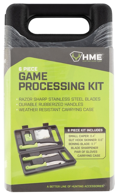 Picture of Hme Hmekn6phdk Hunting Dressing Kit  9.40"/8.60"/8.50" Stainless Steel Gut Hook/Caper/Drop Point Rubber HME-KN-6PHDK 888151022559