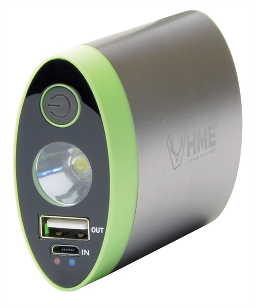 Picture of  Hme HW Hand Warmer  With Light Abs Plastic Sliver W/Green Accent Rechargeable Lithium Ion 888151017166