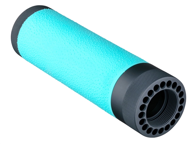 Picture of Hogue 13414 Ar-15 Rifle Free-Float Carbine Length Forend Polymer Black/Aqua