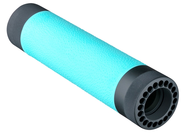 Picture of Hogue 13424 Ar-15 Rifle Free-Float Mid Length Forend Polymer Black/Aqua