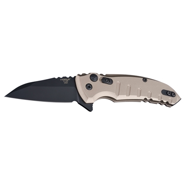 Picture of  Hogue 24167 X1 Microflip 2.75" Folding Wharncliffe Plain Black Cerakote 154Cm SS Blade/Matte Flat Dark Earth Anodized Aluminum Handle Includes Pocket Clip