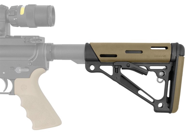 Picture of  Hogue 15350 Overmolded Collapsible Buttstock Tan Overmolded Rubber Black Synthetic Ar-15, M16, M4 743108153505