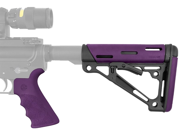 Picture of  Hogue 15655 Overmolded 2-Piece Kit Purple Overmolded Rubber Black Synthetic Collapsible For Ar-15, M16, M4