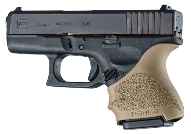 Picture of  Hogue 18603 Handall Beavertail Grip Sleeve Compatible W/Glock 26/27 Textured Flat Dark Earth Rubber