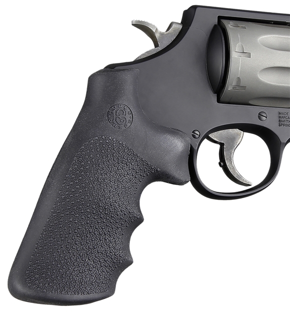 Picture of  Hogue 19022  Conversion Grip Pistol Grip W/ Finger Grooves Black Overmolded Rubber Fits S&W K/L/N/X/Z Frame