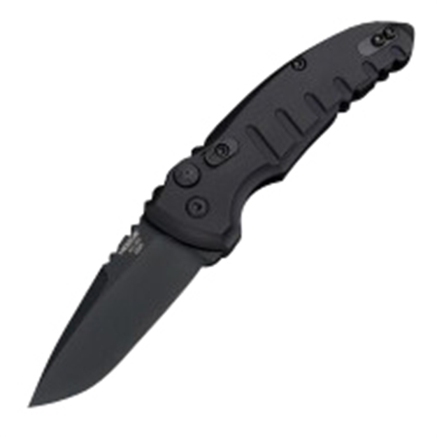 Picture of Hogue 24116 A01-Microswitch  2.75" Drop Point Plain Anodized Aluminum Black Handle Folding