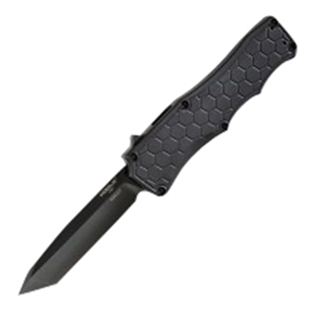 Picture of Hogue 34046 Exploit Otf  3.50" Tanto Plain Matte Black Aluminum With Rubber Grips Handle Folding