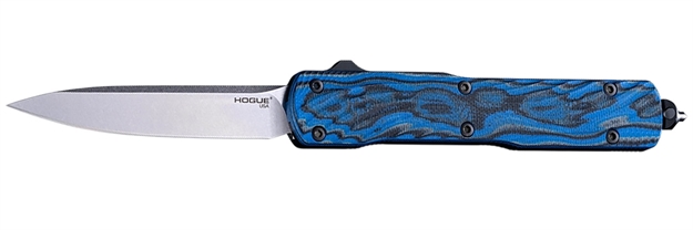 Picture of  Hogue 34873 Counterstrike  3.35" Otf Drop Point Plain Stone Tumbled Cpm 20V SS Blade, G-Mascus Blue Aluminum/G10 Handle