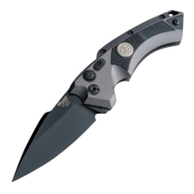 Picture of Hogue 36532 Ex-A05  3.50" Spear Point Plain Anodized Gray W/Black G10 Inserts & Checkered Texture (1) Handle Folding
