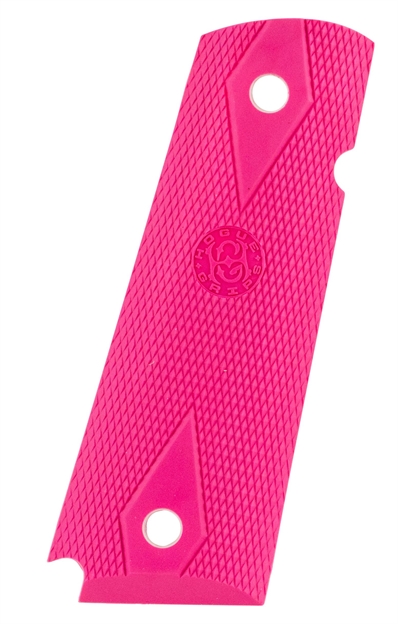 Picture of  Hogue 45017 Overmolded Grip Panels Checkered Pink Rubber For 1911 Government