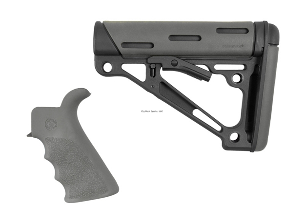 Picture of Hogue Ar-15/M-16 Kit, Fng Groove Beavertail Grp, Overmolded Clpsble Buttstock, Fits Cmrcll Buffer-Tube,  Grey Rubber 15555 743108155554