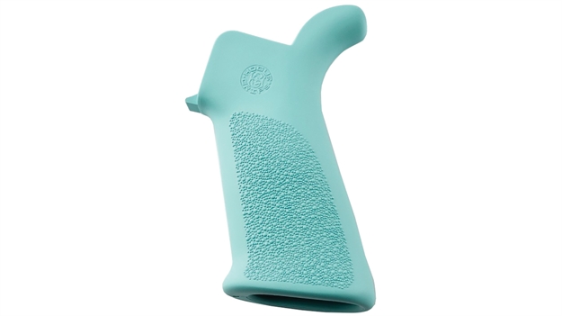 Picture of  Hogue 13034 Overmolded Beavertail Cobblestone Aqua Blue Rubber Pistol Grip For Ar-15, M16