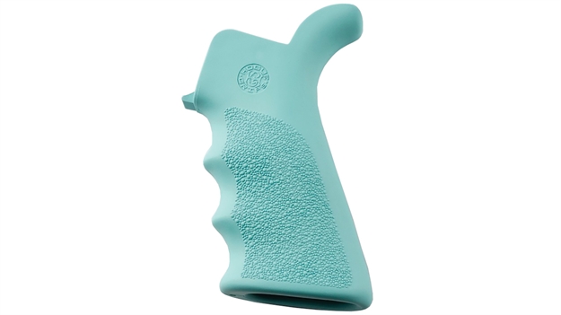 Picture of  Hogue 13024 Overmolded Beavertail Cobblestone Aqua Blue With Finger Grooves For Ar-15, M16