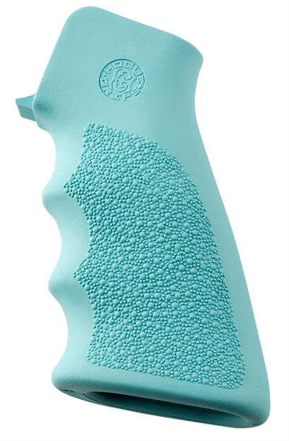 Picture of  Hogue 15015 Overmolded Grip Cobblestone Aqua Blue Rubber With Finger Grooves For Ar-15, M16 743108150153