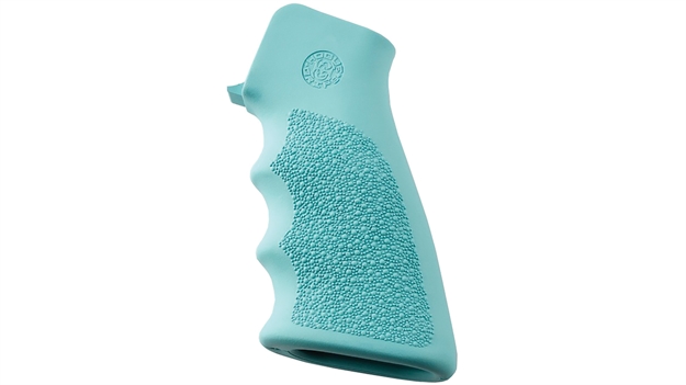 Picture of  Hogue 15015 Overmolded Grip Cobblestone Aqua Blue Rubber With Finger Grooves For Ar-15, M16