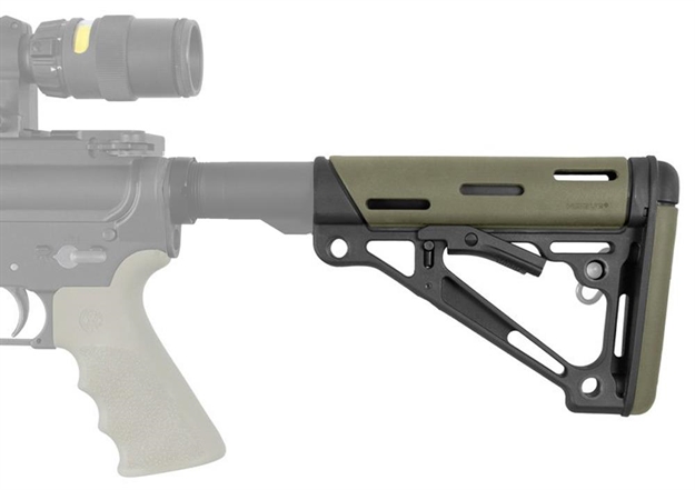 Picture of Hogue 15240 Overmolded Collapsible Buttstock OD Green Overmolded Rubber Black Synthetic Ar-15, M16, M4 15245 743108152409