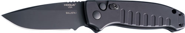 Picture of  Hogue 64130 Ballista I Automatic 3.50" Folding Drop Point Black Cerakote 154Cm SS Blade, Matte Black Aluminum Handle
