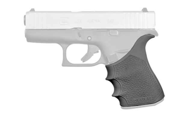 Picture of  Hogue 18210 Handall Beavertail Grip Sleeve Made OF Polymer With Black Finish, Cobblestone Texture & Finger Grooves For Glock 43X, 48