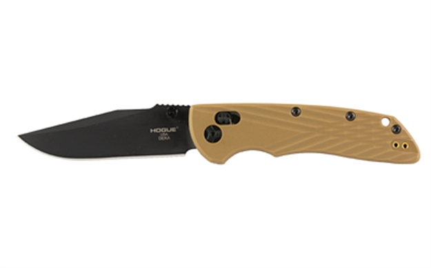 Picture of Hogue  Deka  3.25" Folding Clip Point Plain Black Cerakote Cpm Magnacut SS Blade, Fde Crosshatch Textured Grn Handle, Includes Pocket Clip 24377