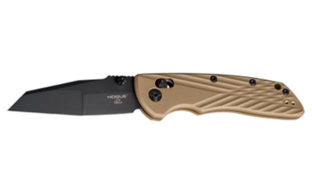 Picture of Hogue  Deka  3.25" Folding Wharncliffe Plain Black Cerakote Cpm Magnacut SS Blade, Fde Crosshatch Textured Grn Handle, Includes Pocket Clip 24367 743108243671
