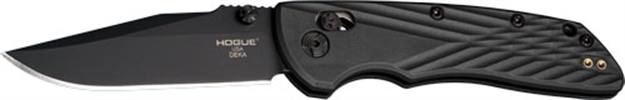 Picture of Hogue  Deka  3.25" Folding Clip Point Plain Black Cerakote Cpm Magnacut SS Blade, Black Crosshatch Textured Grn Handle, Includes Pocket Clip 24376 743108243763