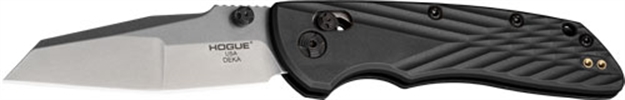 Picture of  Hogue 24369 Deka  3.25" Folding Modified Wharncliffe Plain Stone Tumbled Cpm Magnacut Steel Blade, Black Textured Grn Handle