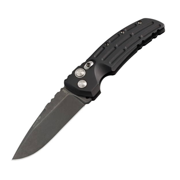 Picture of Hogue Ex-A01 3.5&Quot; Automatic Folder Drop Point Blade Tumbled Finish G10 Frame Tread - Solid Black