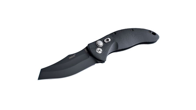 Picture of Hogue Ex-A04 3.5&Quot; Automatic Folder Wharncliffe Blade Tumbled Finish Alum Frame - Matte Black