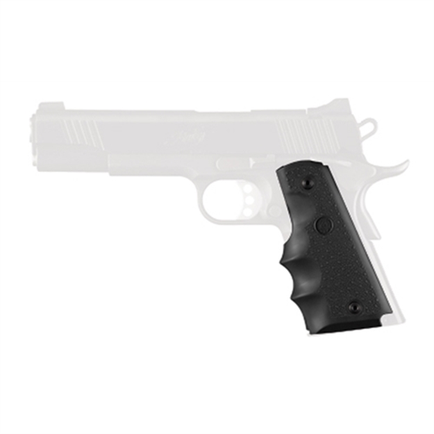 Picture of  Hogue 45000 Overmolded Grip Cobblestone Black Rubber With Finger Grooves For 1911 Government