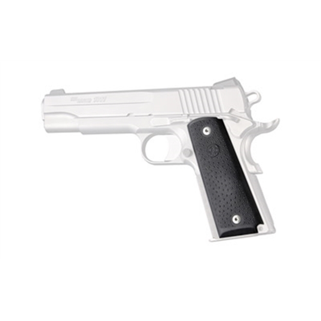 Picture of  Hogue 45090 Overmolded Grip Panels Cobblestone Black Rubber With Palm Swells For 1911 Government 743108450901