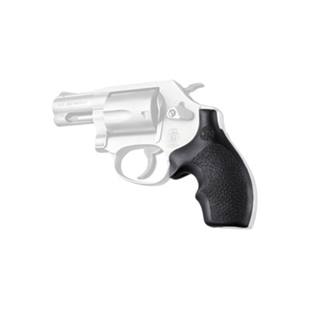Picture of  Hogue 61000 Rubber Bantam  Black Rubber With Finger Groove For S&W J Frame With Round Butt