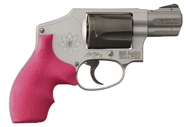 Picture of  Hogue 61007 Rubber Bantam  Cobblestone Pink Rubber With Finger Grooves For S&W J Frame With Round Butt