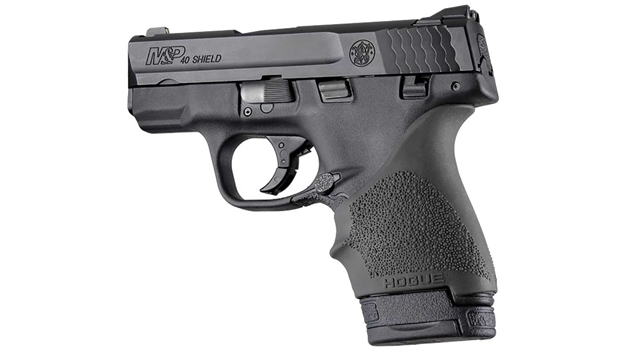 Picture of  Hogue 18400 Handall Beavertail Grip Sleeve Textured Black Rubber For Glock 26, S&W M&P Shield, Ruger Lc9 743108184004