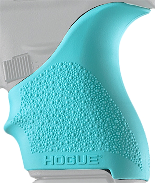 Picture of  Hogue 18204 Handall Beavertail Grip Sleeve Compatible W/Glock 42/43 Textured Aqua Blue Rubber 743108182048