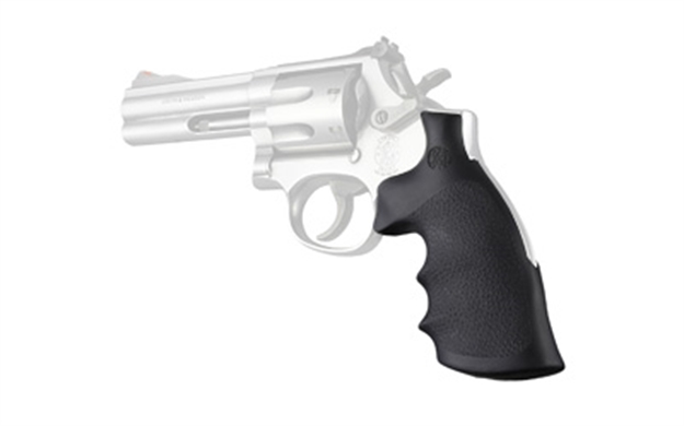 Picture of  Hogue 19002 Conversion Monogrip  Black Rubber With Finger Grooves For S&W K, L Frame With Round Butt