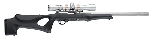 Picture of  Hogue 22070 Overmolded Rifle Stock Fixed Thumbhole Black Overmolded Rubber Black Synthetic For Ruger 10/22 With .920 Diameter Barrel