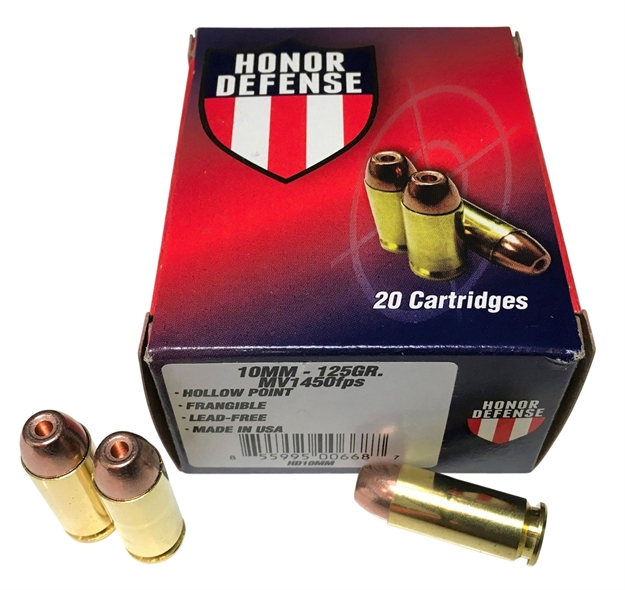 Picture of Honor Defense Hd10mm   
10Mm Automatic 125 GR Hollow Point Frangible 20 Bx/ 25 CS