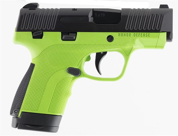 Picture of Honor Defense Sub Compact Pistol 9Mm 3.2" Manual Saftey 1-7, 1-8Rd - Acid Green