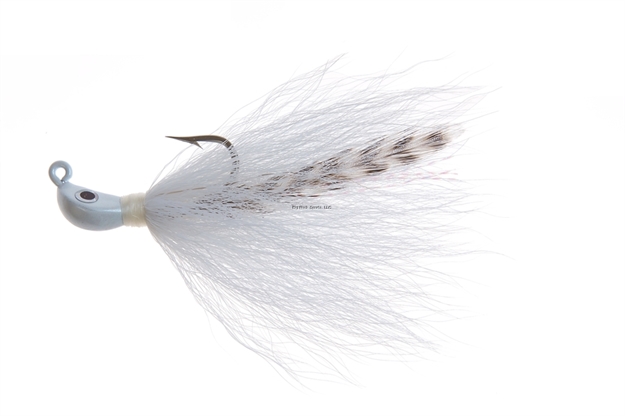 Picture of Hookup Bonefish Bucktail Jig, 1/4 Oz, White/White/Griz, 1/0 High Carbon Steel Hook