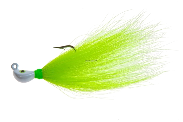 Picture of Hookup Inshore Premium Bucktail Jig, 1/4 Oz, White/Green, 2/0 Vmc Perma Steel Hook