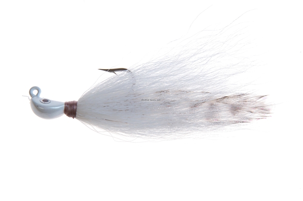 Picture of Hookup Inshore Premium Bucktail Jig, 1/4 Oz, White/Griz, 2/0 Vmc Perma Steel Hook