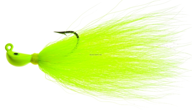Picture of Hookup Inshore Premium Bucktail Jig, 3/8 Oz, Chartreuse, 4/0 Vmc Perma Steel Hook