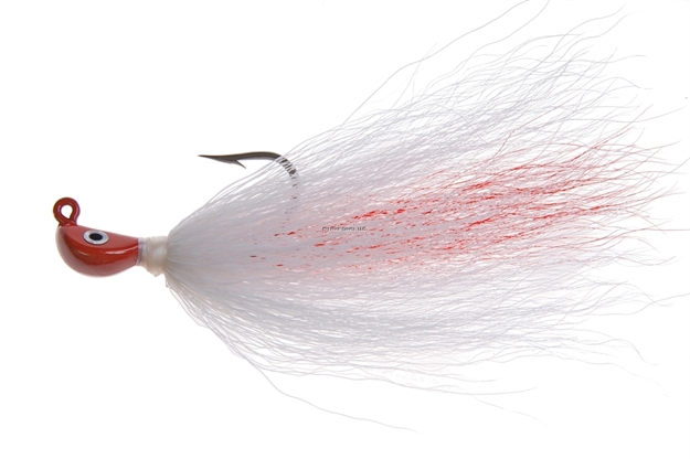 Picture of Hookup Inshore Premium Bucktail Jig, 3/8 Oz, Red/White, 4/0 Vmc Perma Steel Hook