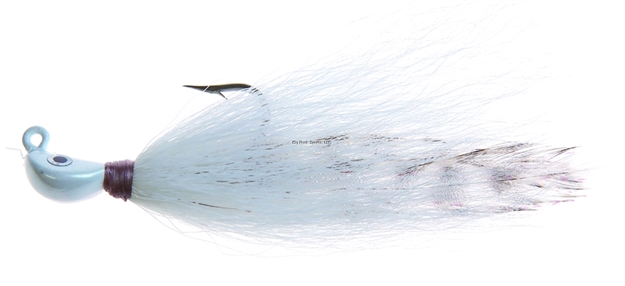 Picture of Hookup Inshore Premium Bucktail Jig, 3/8 Oz, White/Griz, 4/0 Vmc Perma Steel Hook